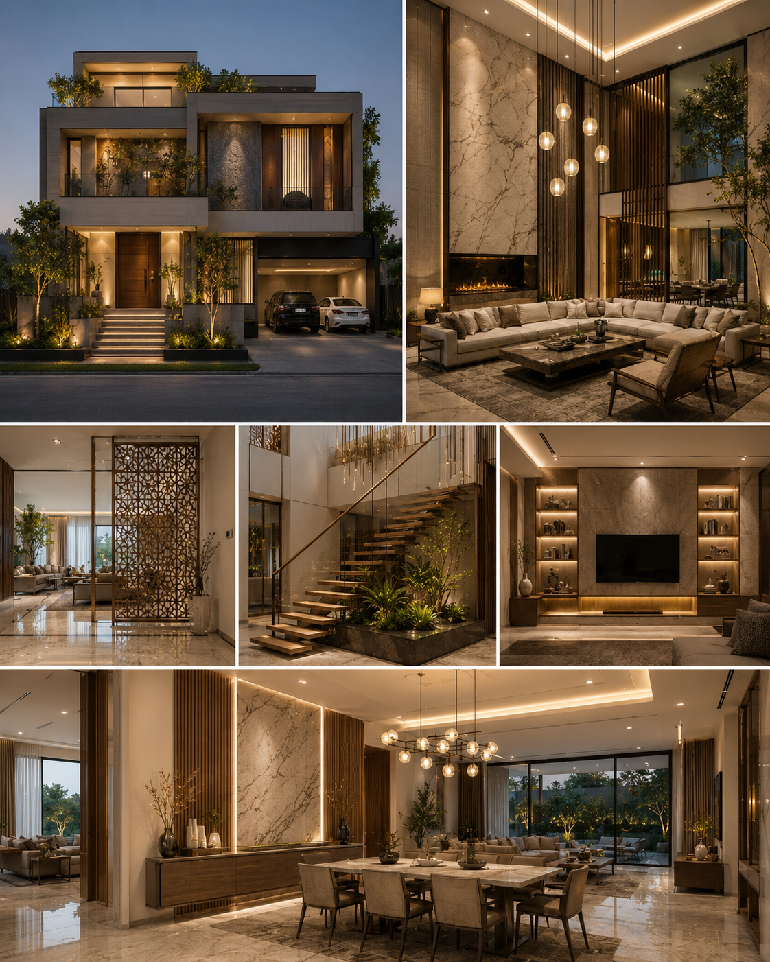 Completed villa exterior and interiors by Nanda Realtors' turnkey team
